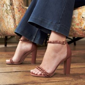 JustFab Lori Leather Brown Dress Sandals